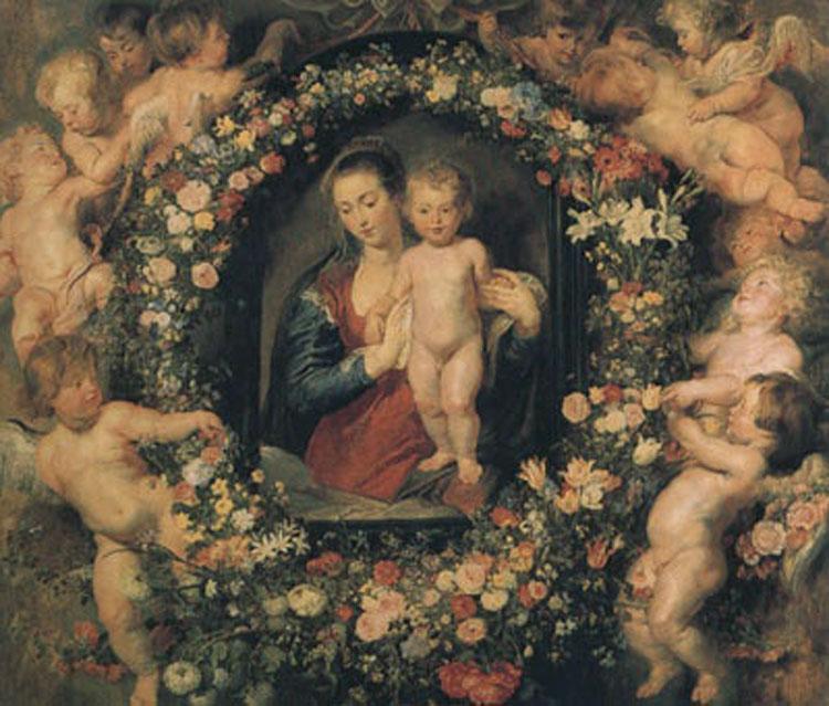 Peter Paul Rubens Madonna and Child with Garland of Flowers and Putti (mk01) France oil painting art